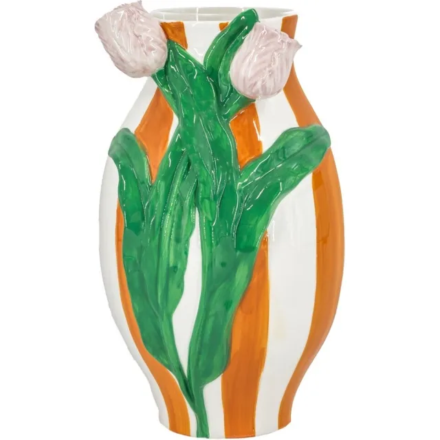 homebound by ky Vaas tulpen stripes | bloemenvaas Oranje