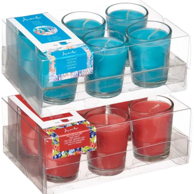 Arte r Arte regal geurkaarsen set - 6x rood fruit - 6x zeebries - in glas - 8 branduren