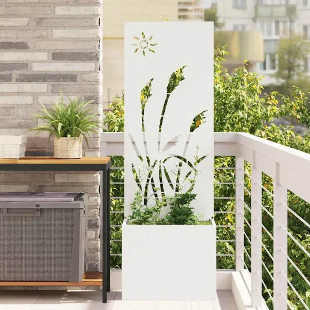 vidaXL Tuin Privacy Screen Wit 50 x 32 x 150 cm Koudgewalst staal