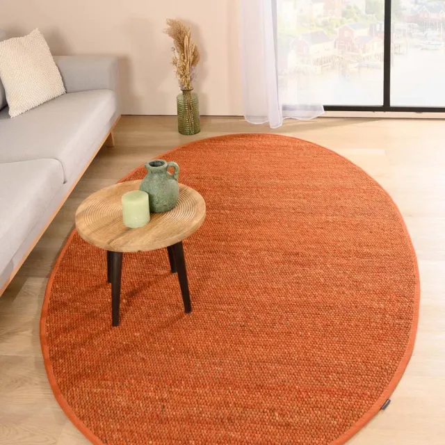 Nordic Weavers Wollen vloerkleed ovaal - Lett cognac 205x305 oranje