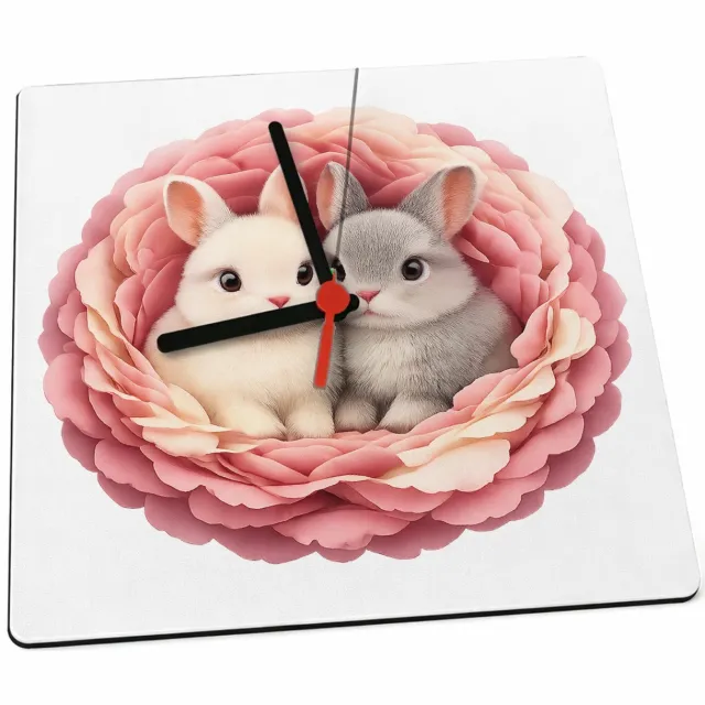 Mr Cadeautjes Klok 19 x 19 - design Een knusse dierenprint met een vergelijkbaar omlijstend nest | cadeau Wit