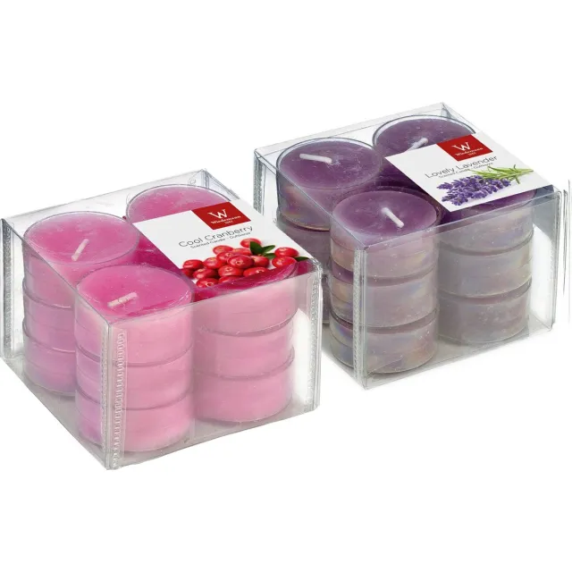 Trend Candles Geurkaarsen theelichtjes - 24 stuks - verse lavendel en bosbessen Multi