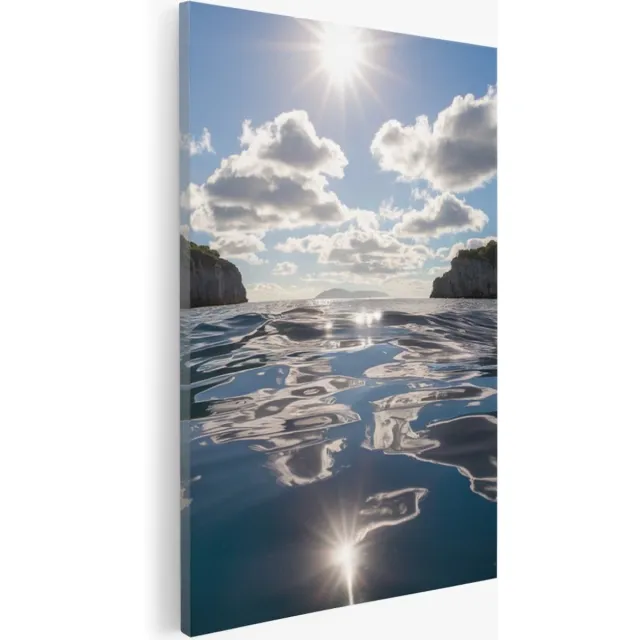 Saammp Canvas Schilderij - Rotsen - Zee - Landschap - Natuur - 50x70 - Foto op canvas - Wanddecoratie - Muurdecoratie Woonkamer - Slaapkamer decoratie - Canvas Print Multicolor
