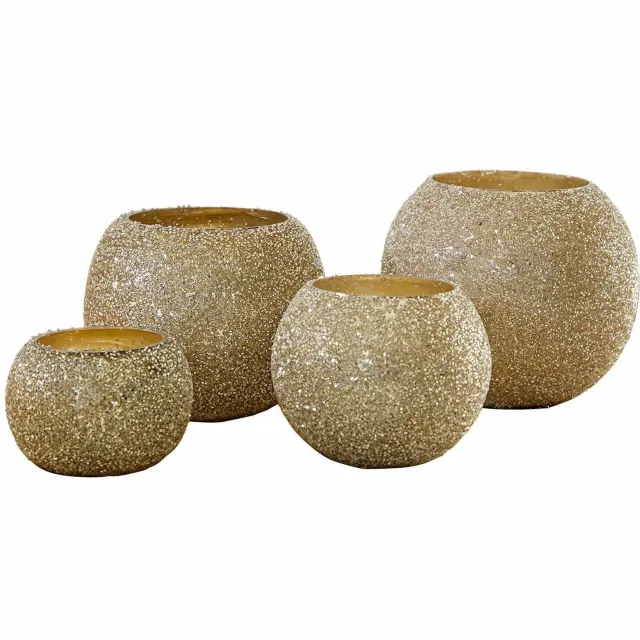 Loberon Windlicht set van 4 Tareena zilverkleurig/goudkleurig