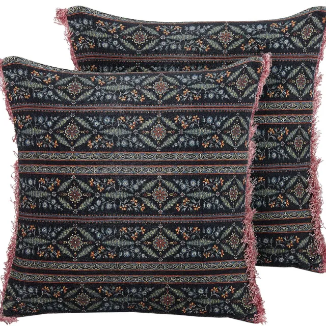 Beliani RUTA - Sierkussen set van 2 - Multicolor - 45 x 45 cm - Fluweel Meerkleurig