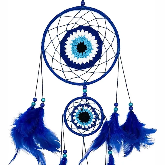 Phoenix Import Mani Bhadra Dromenvanger met Nazar-motief – 55 cm x15 cm blauw