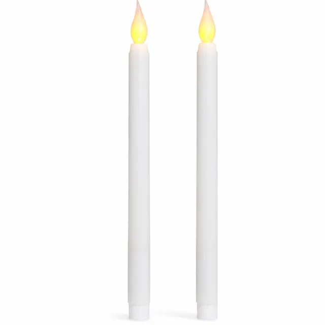SWGOTA led kaarsen set van twee witte puntige kunststof kaarsen met afstandsbediening