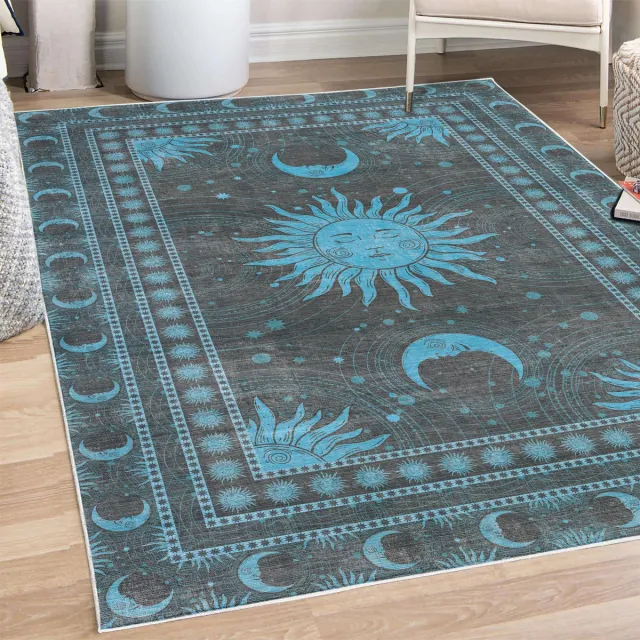 ABAKUHAUS Vloerkleed - Woonkamer Tapijt – Hoogpolig – 157 x 229 cm – hemel