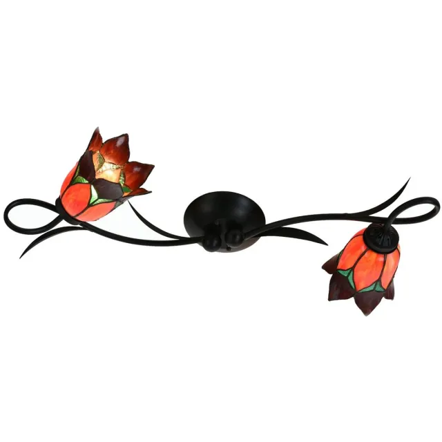 Coloured by Art Tiffany Wandlamp/Plafonnière Lovely Flower Red 2 - Art Deco Trade Rood