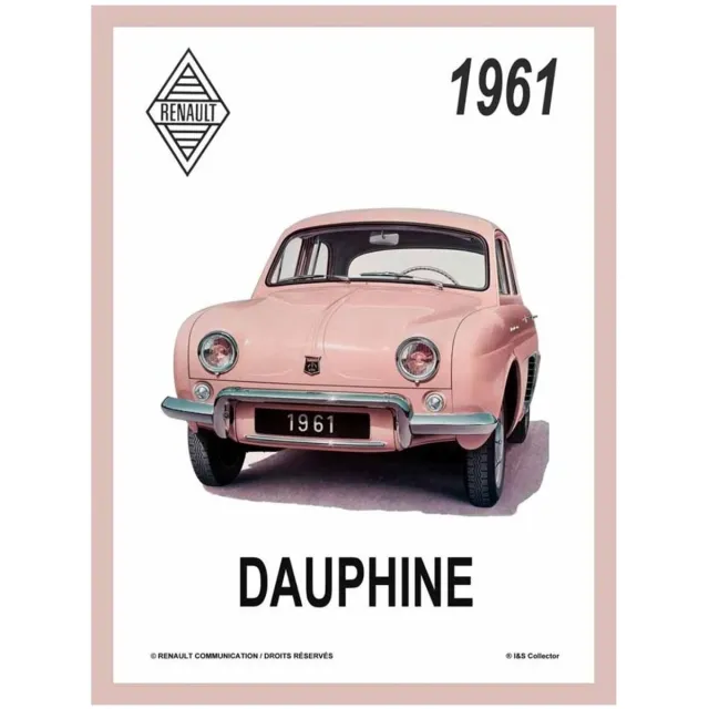Renault Metaal Bord 15x20 - Renault Dauphine (Reliëf)