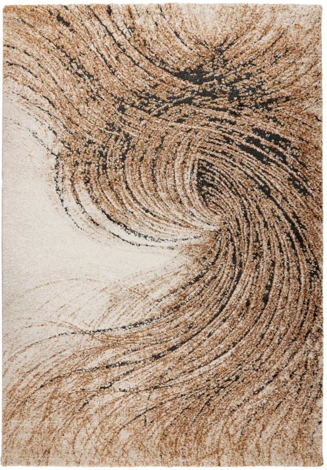 Padiro design laagpolig vloerkleed 140 x 200 cm - terracotta - modern abstract ontwerp - voor vloerverwarming - van polypropyleen, polyester en jute oranje