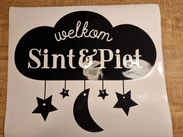 Kreaka Herbruikbare raamsticker 'Welkom sint en piet' zwart