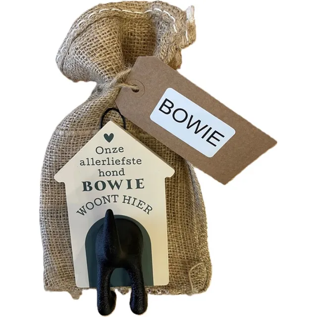History& Heraldry Ltd Hondenriemhouder-Bowie-in leuk kado verpakking-15cmx10cm-woonaccessoires-hondengarderobe-kapstok voor honden-kado idee voor hondenbezitters-haak voor hondenriem creme