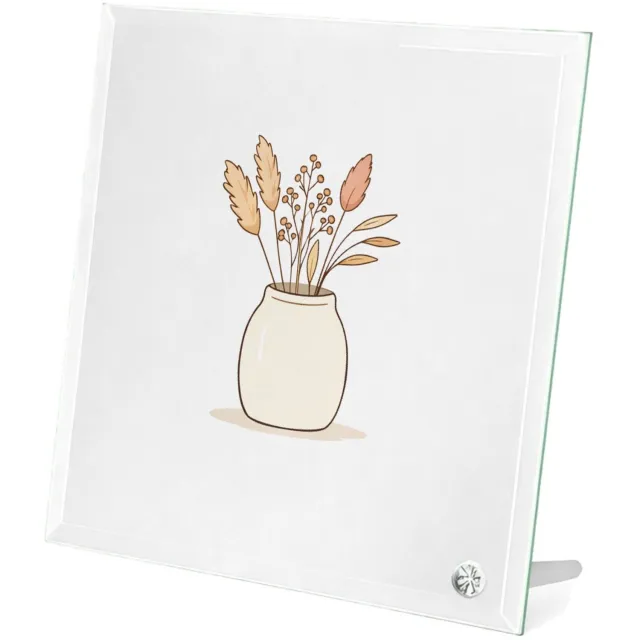 Mr Cadeautjes Glasframe 20 x 20 - design Een minimalistisch botanisch tekstontwerp met een warm thuis | cadeau Wit
