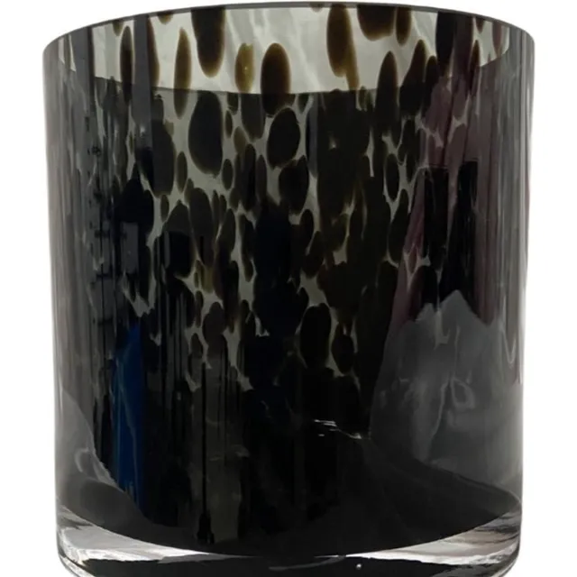 Vase The World Vaas Celtic Grey Cheetah | Koker | waxinelichthouder | 12,5 x 12,5 cm | Mondgeblazen glas grijs