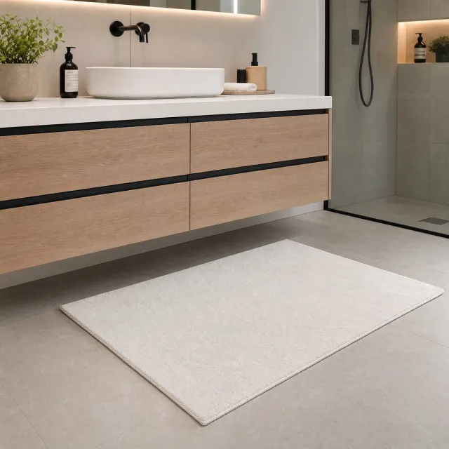 Muratap Samba Fluffy Badmat Wasbaar & Anti-slip Groen Creme- 50x80 CM