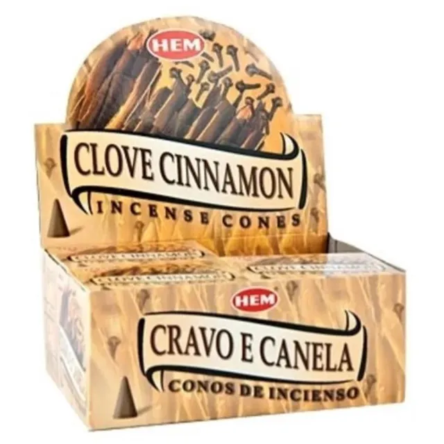 HEM clove cinnamon - kruidnagel - kaneel - wierook - wierookkegels - wespen - doos 12 stuks kaneel kruidnagel