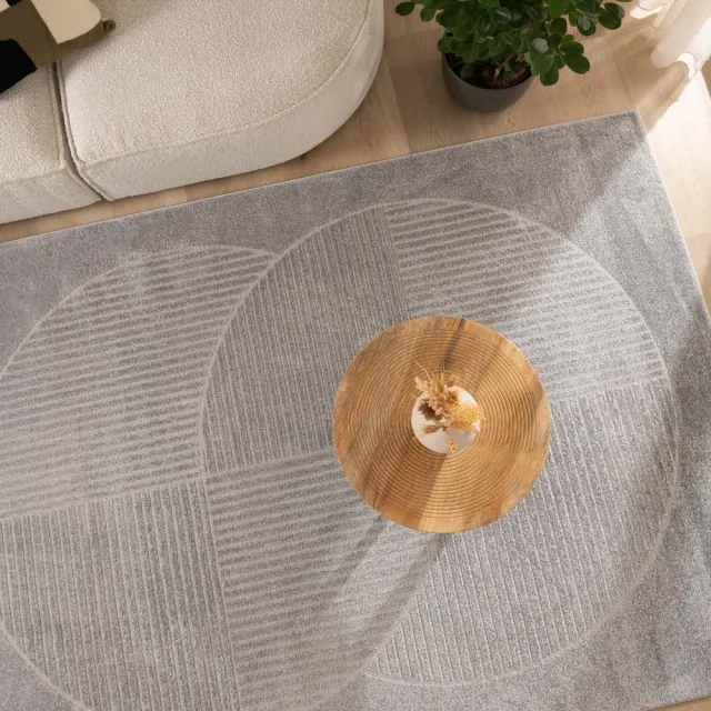 Nordic Weavers Scandinavisch vloerkleed - Contour Circle grijs 160x230