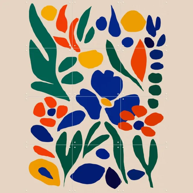 IXXI Expression Of Nature’s Vivid Beauty, Little Dean & Various - 60 x 80 cm - Grote wanddecoratie en posters - Kleurrijk, Illustraties, Grafisch Rood / Geel / Blauw / Groen