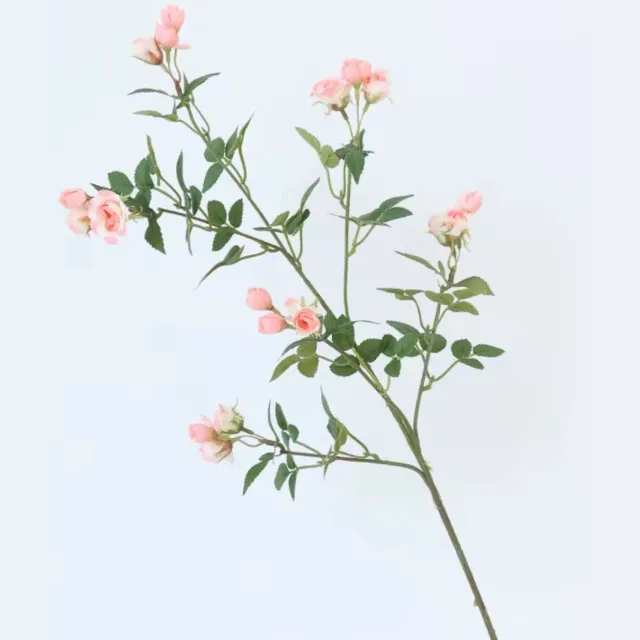 Globalgiftshop Steelbloem - kunstbloem 65 cm met 6 zijtakken kleine roosjes zacht roze zacht rose