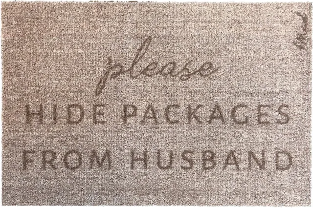Mad About Mats Ilias - please hide packages from husband - deurmat - schoonloop/scraper - wasbaar- 50x75 Beige