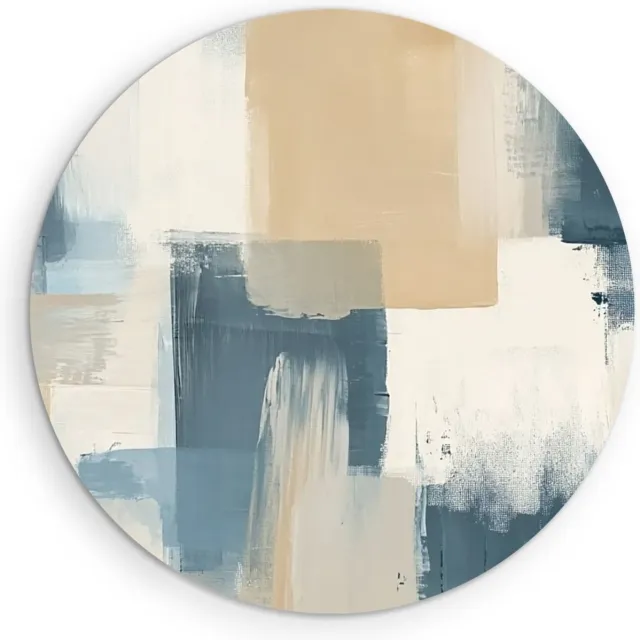 Saammp Muurcirkel Hout - Beige gestreept - Abstract kunstwerk - Ø 90 - Wandcirkel - Wanddecoratie Cirkel - Muurdecoratie Woonkamer - Slaapkamer decoratie - Rond Schilderij