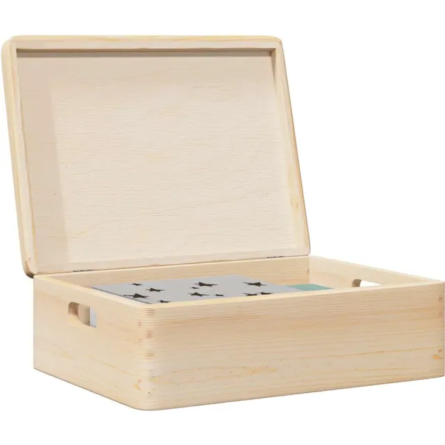 vidaXL Houten kist met deksel&handvatten 40x30x13cm massief grenenhout Bruin