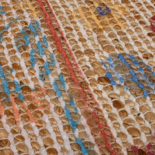 flycarpets Loper Jute Patchwork Vloerkleed - Taylor - Blauw 67x300 cm