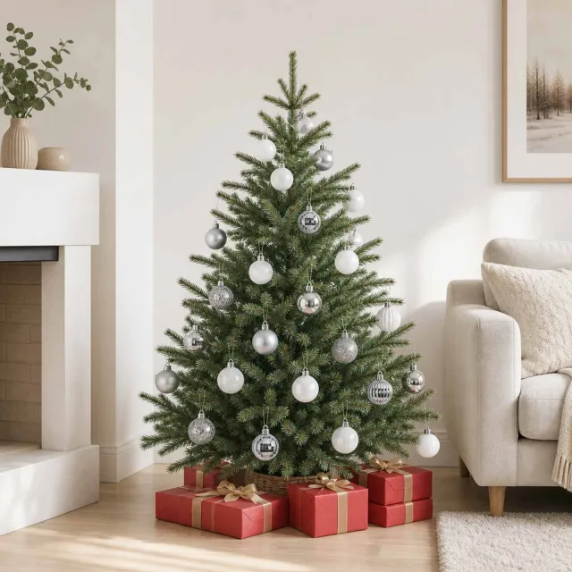 vidaXL Kerstballen set 100 st Wit en Grijs 4 cm Polystyreen