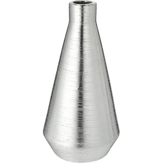 Cepewa Ronde bloemenvaas zilver van keramiek 14 x 28 cm - Stijlvolle bloemen of takken vaas voor binnen