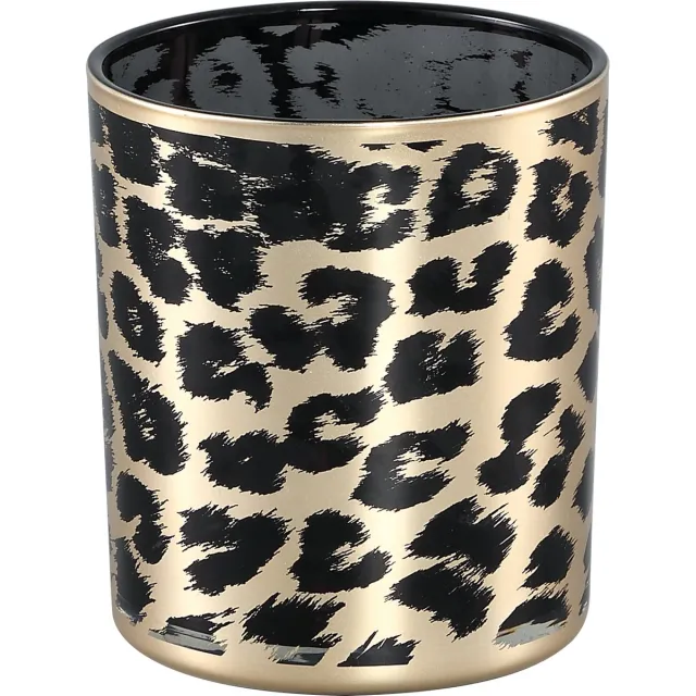 PTMD Desiree Windlicht Cheetah - H10 x Ø9 cm - Glas - Goud