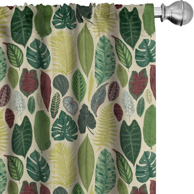 ABAKUHAUS Tropische Gordijnen – 2x75x225 cm – Meerkleurig Mehrfarbig