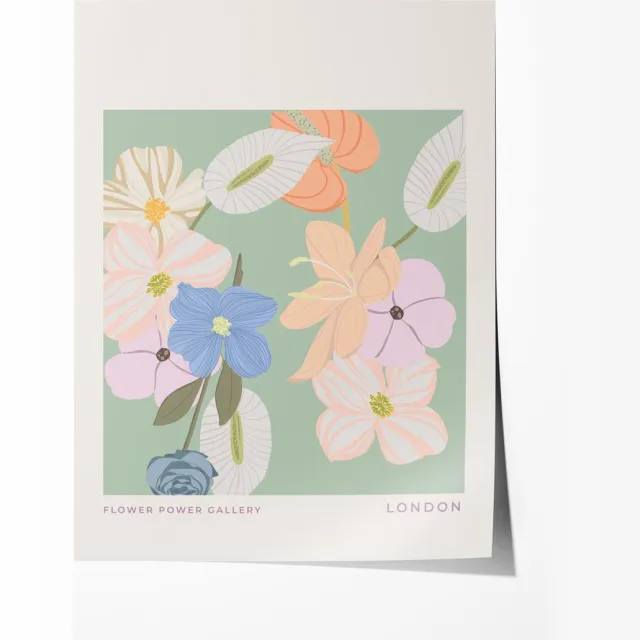 Flower Power Gallery Bloemenpracht Londense Stijl Poster - Poster 60x80 cm - Sfeervolle Wanddecoratie voor Woonkamer & Slaapkamer - Premium papier - zonder lijst Multicolor