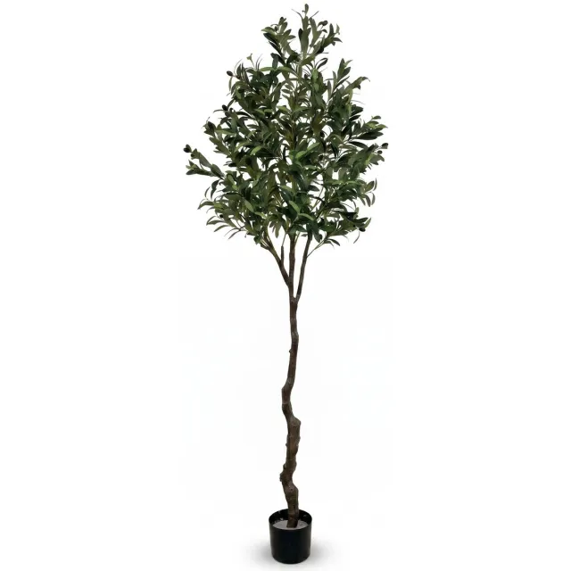 IvoQ Kunst Olijfboom 210 cm - Realistische XL Kunstplant met Olijven groen