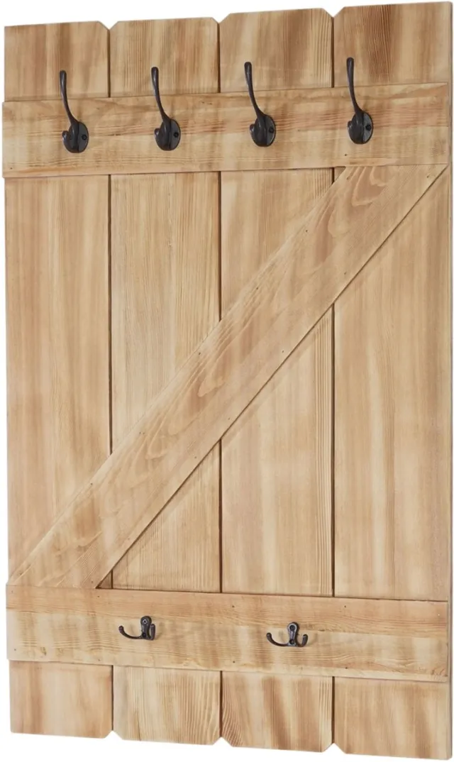 Cosmo Casa Wandkapstok - Kapstokpaneel - 6 Haken - Grenen - 91x60cm Bruin