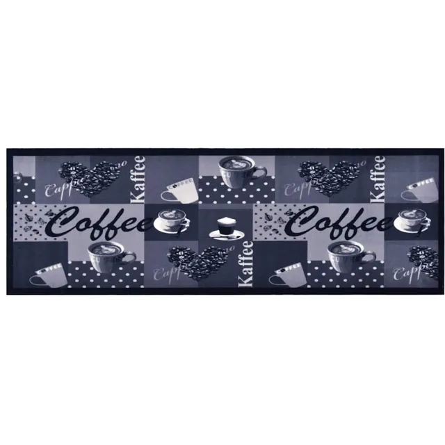 vidaXL Keukenmat wasbaar Coffee 45x150 cm blauw