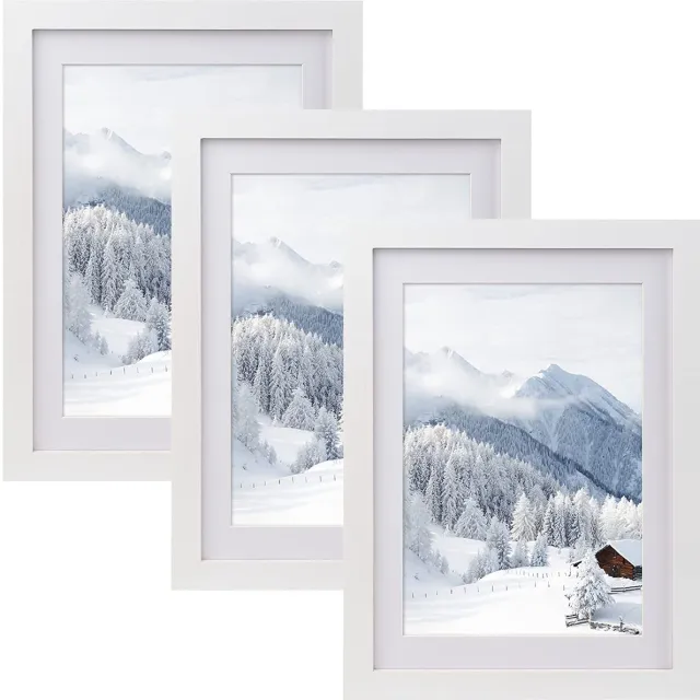 Ibenzoa Set van 3 Vintage Fotolijsten met Acrylglas voor Collages en Portretten, 21 x 30 cm wit