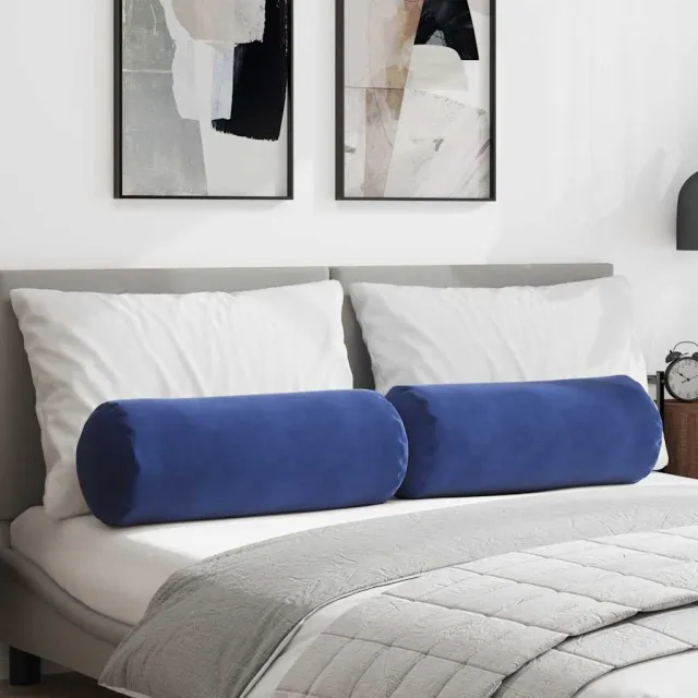 vidaXL Bolster Kussens 2 st fluweel Politieblauw Dia. 25 x 70 cm