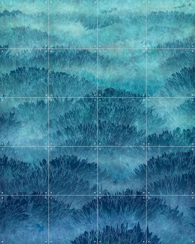 IXXI Eastern Hills, Angelo Cerantola - 80 x 100 cm - Grote wanddecoratie en posters - Illustraties, Abstract, Woonkamer, Slaapkamer, Natuur Blauw / Rustig