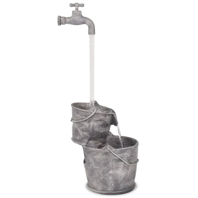 vidaXL Waterornament met kraan en emmers polyresin Grijs