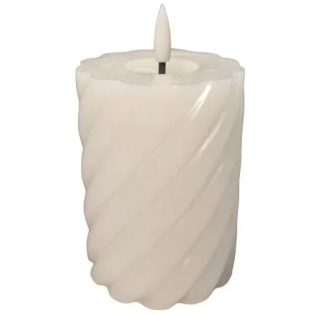 Twisted Pillar candle rustic ivory 7.5x10cm