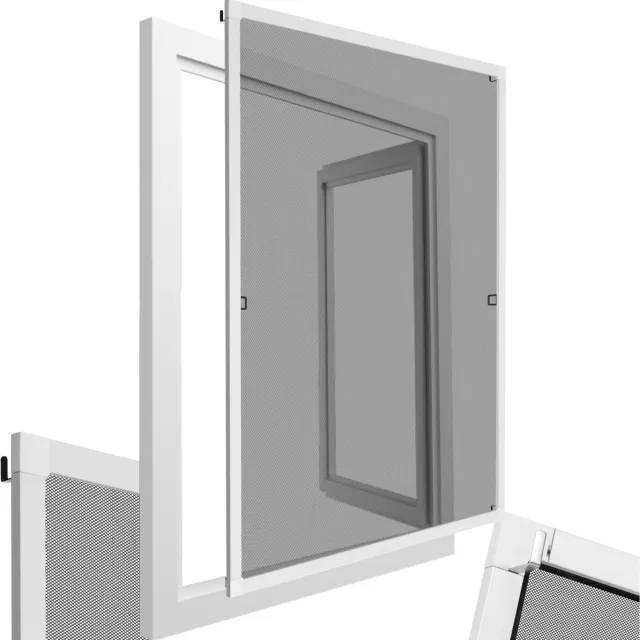 Tectake Inzethor - Raamhor - 80 x 100 cm - Aluminium Kozijn - Voor Raamkozijnen, op maat verstelbaar zonder boren en schroeven - Muggengaas - Wit Raamhor - Wit Kozijn