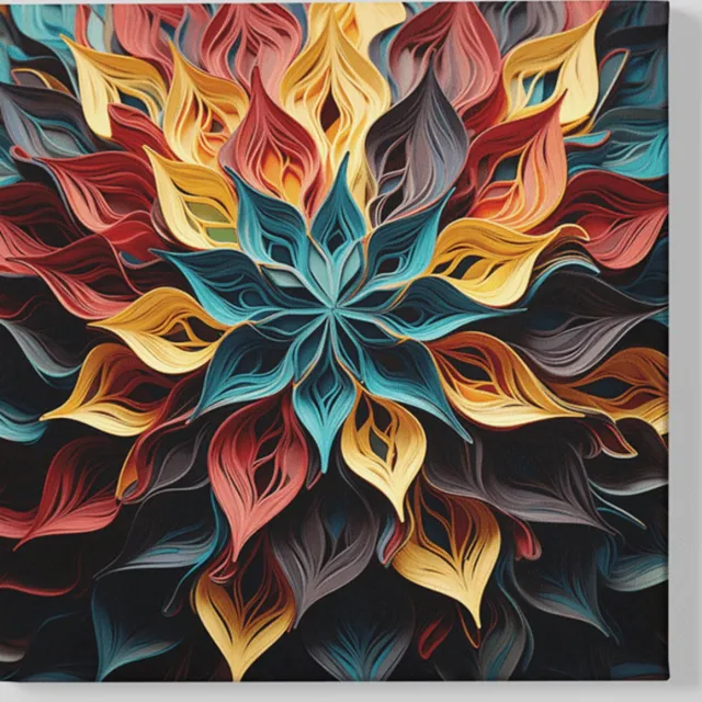 Trendex Global Canvas Schilderij - Kleurrijke Bloemen - Wanddecoratie - 60x60x2 cm