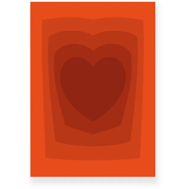 Yisual Poster 20x30 cm - Abstracte Kleurovergang - Hart - Rood - Bruin - Vintage - Op-Art - Muurdecoratie - Wanddecoratie