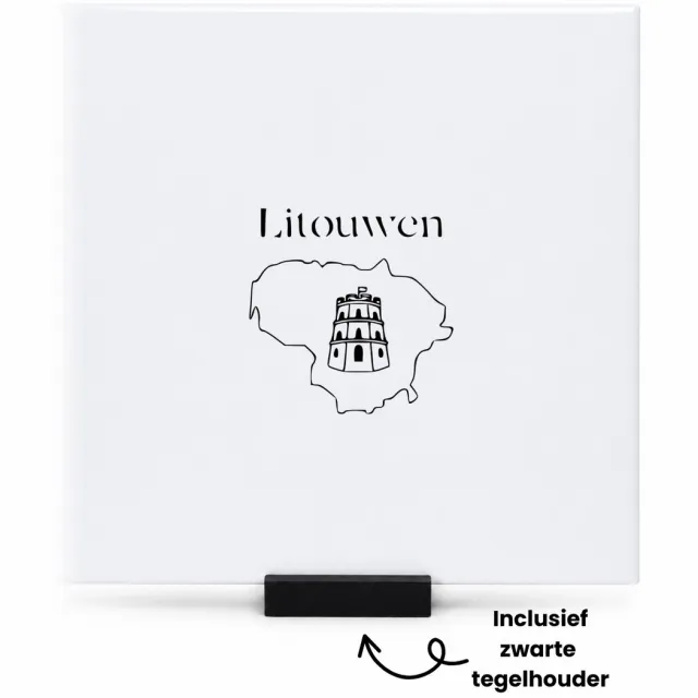 Hacebo Litouwen tegeltje met tegelhouder - Piloot - Toeristen - tegeltjes met tekst - Must go - Lithuania travel guide - Accessoires - Cadeau - Gift - Geschenk - spreuktegels - 15x15 CM Wit