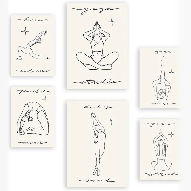 Nacnic Set van 6 Yoga Muze Posters A4 & A3 - Wanddecoratie