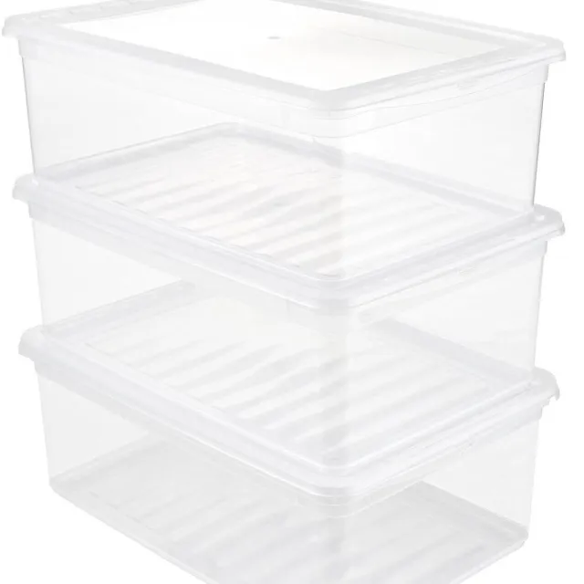 RFWR Set van 3 Transparante Opbergdozen met Air Control Systeem - 11L per Doos - Perfect voor Schoenen en Kleding