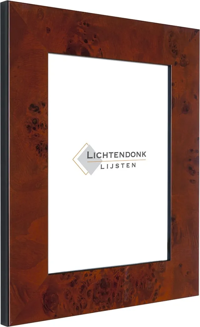 Lichtendonk Fotolijst - Wortelnoot - 4 cm breed profiel - Fotomaat 42x59,4 - Ontspiegeld ACRYLITE® - Art.nr. 10605425943 Bruin
