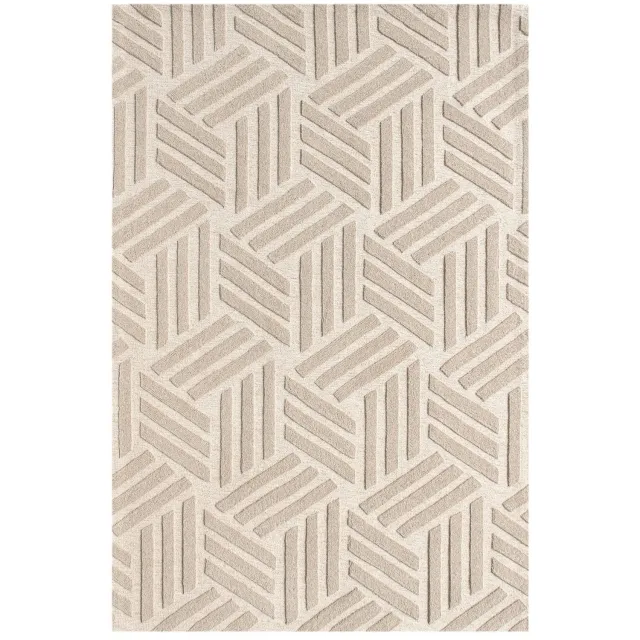 AFK Living Handgemaakt wollen tapijt met 3D-effect TALISMAN beige