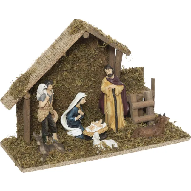 Feeric lights & Christmas Feeric Christmas Complete kerststal - L20 x B12 x H30 cm - met 7x kerst beelden - polyresin Multi